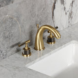 Convergent Two-Handle 3-Hole Deck Mount Widespread Bathroom Faucet with Knurled Handle and Brass Pop-Up
