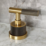 Convergent Two-Handle 3-Hole Deck Mount Widespread Bathroom Faucet with Knurled Handle and Brass Pop-Up