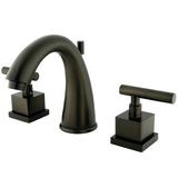 Claremont Two-Handle 3-Hole Deck Mount Widespread Bathroom Faucet with Brass Pop-Up