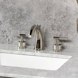 Convergent Two-Handle 3-Hole Deck Mount Widespread Bathroom Faucet with Knurled Handle and Brass Pop-Up