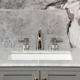 Convergent Two-Handle 3-Hole Deck Mount Widespread Bathroom Faucet with Knurled Handle and Brass Pop-Up