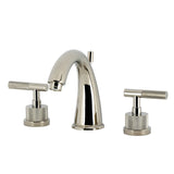 Convergent Two-Handle 3-Hole Deck Mount Widespread Bathroom Faucet with Knurled Handle and Brass Pop-Up