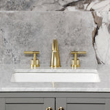 Convergent Two-Handle 3-Hole Deck Mount Widespread Bathroom Faucet with Knurled Handle and Brass Pop-Up