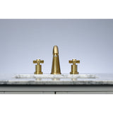 Millennium Two-Handle 3-Hole Deck Mount Widespread Bathroom Faucet with Brass Pop-Up