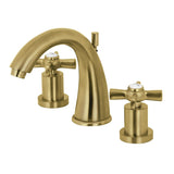 Millennium Two-Handle 3-Hole Deck Mount Widespread Bathroom Faucet with Brass Pop-Up