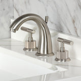 Convergent Two-Handle 3-Hole Deck Mount Widespread Bathroom Faucet with Knurled Handle and Brass Pop-Up