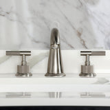 Convergent Two-Handle 3-Hole Deck Mount Widespread Bathroom Faucet with Knurled Handle and Brass Pop-Up