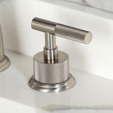 Convergent Two-Handle 3-Hole Deck Mount Widespread Bathroom Faucet with Knurled Handle and Brass Pop-Up