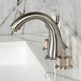 Convergent Two-Handle 3-Hole Deck Mount Widespread Bathroom Faucet with Knurled Handle and Brass Pop-Up