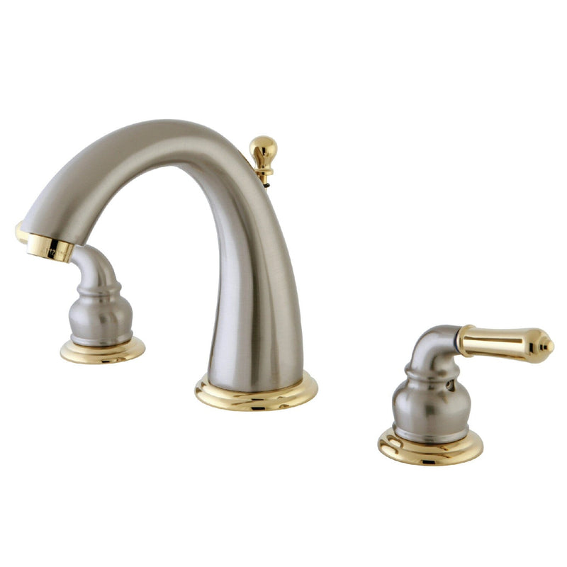 Naples Two-Handle 3-Hole Deck Mount Widespread Bathroom Faucet with Brass Pop-Up