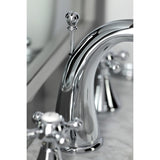 English Country Two-Handle 3-Hole Deck Mount Widespread Bathroom Faucet with Brass Pop-Up