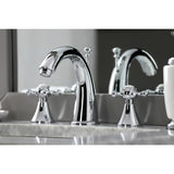 English Country Two-Handle 3-Hole Deck Mount Widespread Bathroom Faucet with Brass Pop-Up