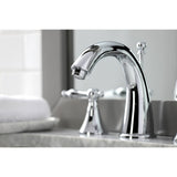 Naples Two-Handle 3-Hole Deck Mount Widespread Bathroom Faucet with Brass Pop-Up