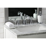 Wilshire Two-Handle 3-Hole Deck Mount Widespread Bathroom Faucet with Brass Pop-Up Drain