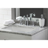 Wilshire Two-Handle 3-Hole Deck Mount Widespread Bathroom Faucet with Brass Pop-Up Drain