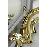 Naples Two-Handle 3-Hole Deck Mount Widespread Bathroom Faucet with Brass Pop-Up