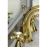 English Country Two-Handle 3-Hole Deck Mount Widespread Bathroom Faucet with Brass Pop-Up