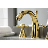 English Country Two-Handle 3-Hole Deck Mount Widespread Bathroom Faucet with Brass Pop-Up