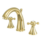 English Country Two-Handle 3-Hole Deck Mount Widespread Bathroom Faucet with Brass Pop-Up