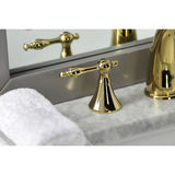 Naples Two-Handle 3-Hole Deck Mount Widespread Bathroom Faucet with Brass Pop-Up