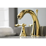 Naples Two-Handle 3-Hole Deck Mount Widespread Bathroom Faucet with Brass Pop-Up