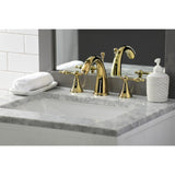 Naples Two-Handle 3-Hole Deck Mount Widespread Bathroom Faucet with Brass Pop-Up