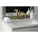 Naples Two-Handle 3-Hole Deck Mount Widespread Bathroom Faucet with Brass Pop-Up
