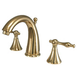 Naples Two-Handle 3-Hole Deck Mount Widespread Bathroom Faucet with Brass Pop-Up