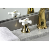 Naples Two-Handle 3-Hole Deck Mount Widespread Bathroom Faucet with Brass Pop-Up