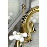 Naples Two-Handle 3-Hole Deck Mount Widespread Bathroom Faucet with Brass Pop-Up