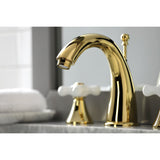 Naples Two-Handle 3-Hole Deck Mount Widespread Bathroom Faucet with Brass Pop-Up