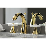 Naples Two-Handle 3-Hole Deck Mount Widespread Bathroom Faucet with Brass Pop-Up