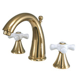 Naples Two-Handle 3-Hole Deck Mount Widespread Bathroom Faucet with Brass Pop-Up
