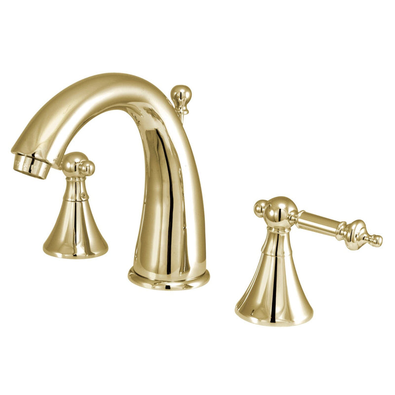 Templeton Two-Handle 3-Hole Deck Mount Widespread Bathroom Faucet with Brass Pop-Up