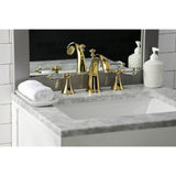 Wilshire Two-Handle 3-Hole Deck Mount Widespread Bathroom Faucet with Brass Pop-Up Drain