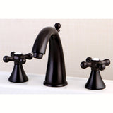 Naples Two-Handle 3-Hole Deck Mount Widespread Bathroom Faucet with Brass Pop-Up
