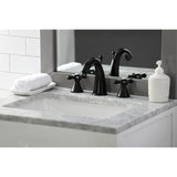 Naples Two-Handle 3-Hole Deck Mount Widespread Bathroom Faucet with Brass Pop-Up