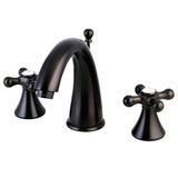 Naples Two-Handle 3-Hole Deck Mount Widespread Bathroom Faucet with Brass Pop-Up