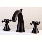 English Country Two-Handle 3-Hole Deck Mount Widespread Bathroom Faucet with Brass Pop-Up
