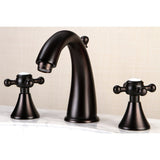 English Country Two-Handle 3-Hole Deck Mount Widespread Bathroom Faucet with Brass Pop-Up