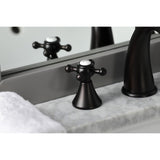 English Country Two-Handle 3-Hole Deck Mount Widespread Bathroom Faucet with Brass Pop-Up