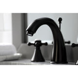 English Country Two-Handle 3-Hole Deck Mount Widespread Bathroom Faucet with Brass Pop-Up