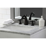 English Country Two-Handle 3-Hole Deck Mount Widespread Bathroom Faucet with Brass Pop-Up