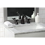 English Country Two-Handle 3-Hole Deck Mount Widespread Bathroom Faucet with Brass Pop-Up