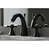 English Country Two-Handle 3-Hole Deck Mount Widespread Bathroom Faucet with Brass Pop-Up