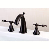 Naples Two-Handle 3-Hole Deck Mount Widespread Bathroom Faucet with Brass Pop-Up