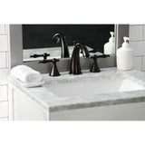 Naples Two-Handle 3-Hole Deck Mount Widespread Bathroom Faucet with Brass Pop-Up