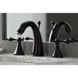 Naples Two-Handle 3-Hole Deck Mount Widespread Bathroom Faucet with Brass Pop-Up