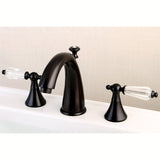 Wilshire Two-Handle 3-Hole Deck Mount Widespread Bathroom Faucet with Brass Pop-Up Drain