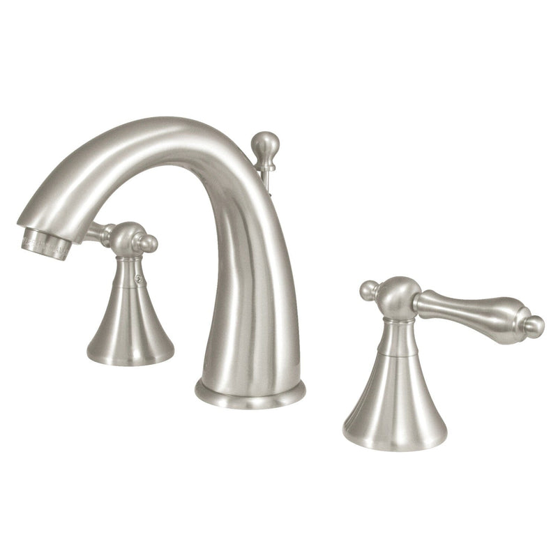 Naples Two-Handle 3-Hole Deck Mount Widespread Bathroom Faucet with Brass Pop-Up